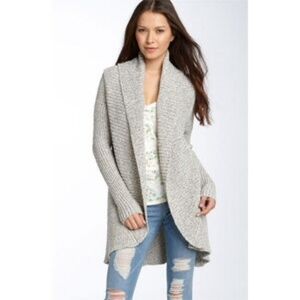 💕KENSIE💕 Marled Knit Shawl Collar Textured Cardigan Marled Gray Small S